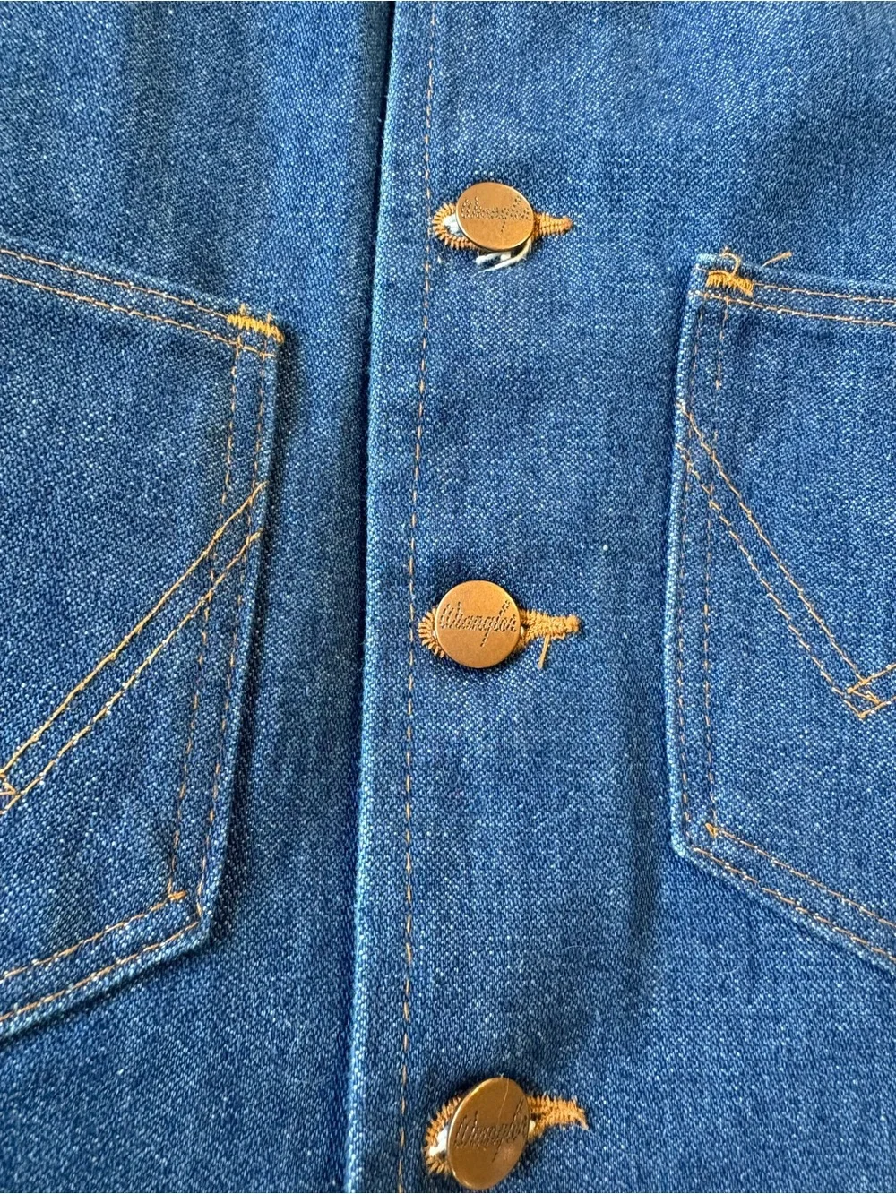 Vintage 70s Wrangler No-Fault Denims Vest Made in USA Blue Denim Cowboy Size M